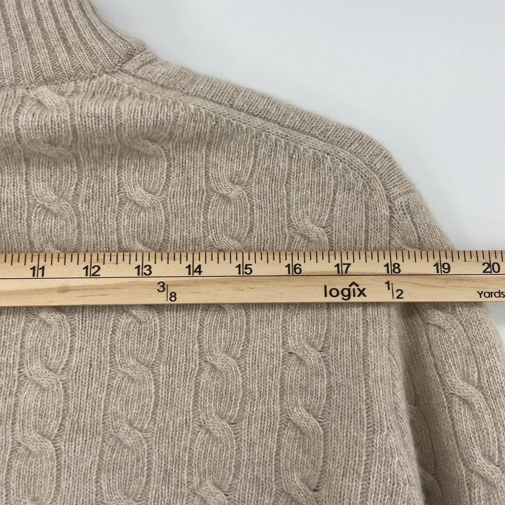 J Crew Sweater Mens XLT Tan Cable Knit 1/4 Zip Lambswool Angora Cashmere‎ Soft